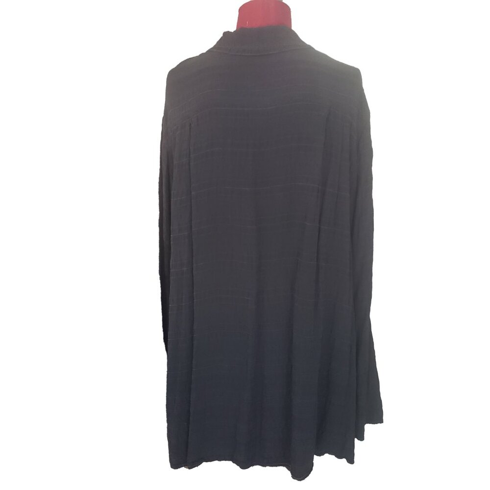 CP Shades Shirt Black Stripe Rayon Collar Button Front Long Sleeve Large - Picture 6 of 9